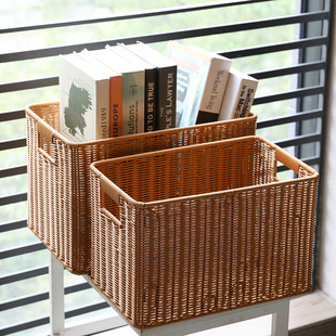 Storage Basket Plastic Rattan Woven Large Cabinet Organizer Basket Modern Simple Living Room Cabinet Storage Basket Toy Aisle