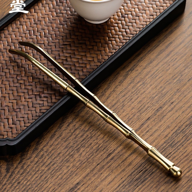 Mingqitang 純真鍮茶クリップ カップクリップ カンフー茶ピンセット ティーカップクリップ 銅茶クリップ 銅茶セットアクセサリー 茶道|undefined