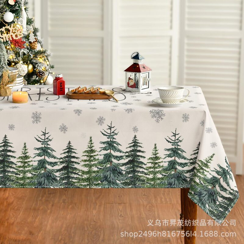 新しいクロスボーダードロップシッピングJITピーチスキンスクエアテーブルクロスクリスマス雪だるまクリスマスツリープリント装飾テーブル|undefined