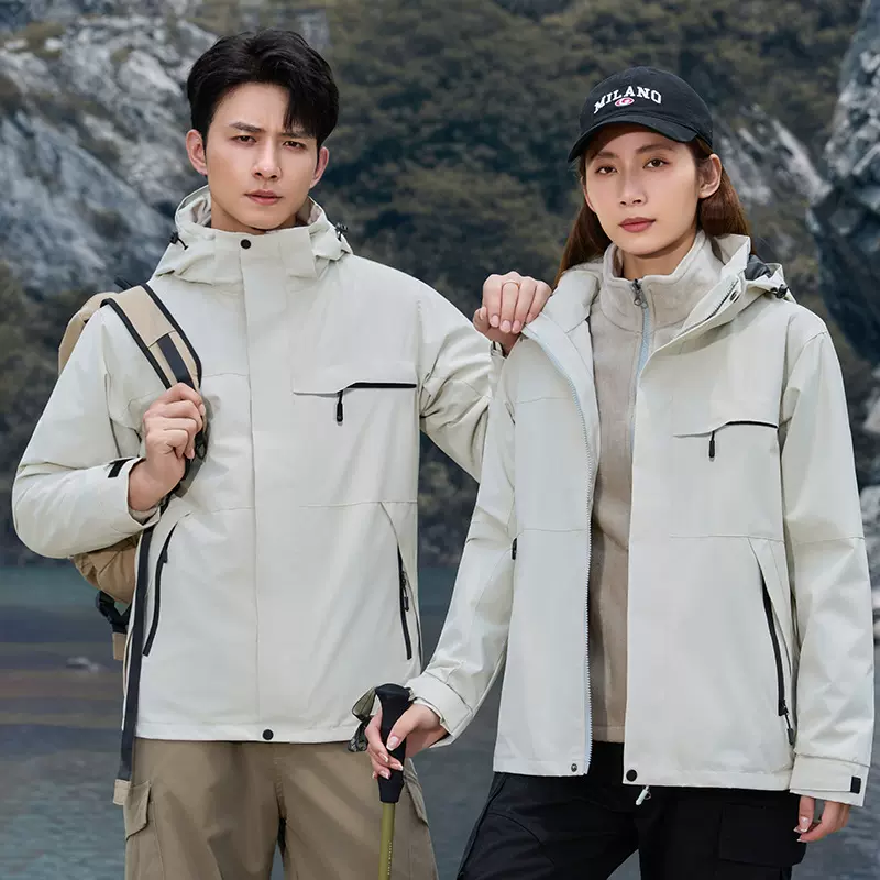 冲锋衣男女三合一两件套情侣登山服可拆卸防水防风外套工作服