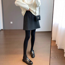 醋酸羊毛混纺柔软亲肤小A版松紧腰贝壳纽扣内衬打底短裙秋冬新25