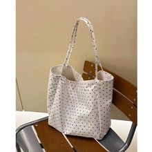 日韩大容量帆布包2025波点新款韩版韩系托特单肩学生少女百搭通勤