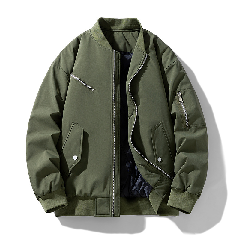 Chaqueta de vuelo de otoño y invierno transfronterizos de estilo americano, cuello de béisbol para hombres y mujeres, chaqueta de algodón, chaqueta de algodón de tamaño extra