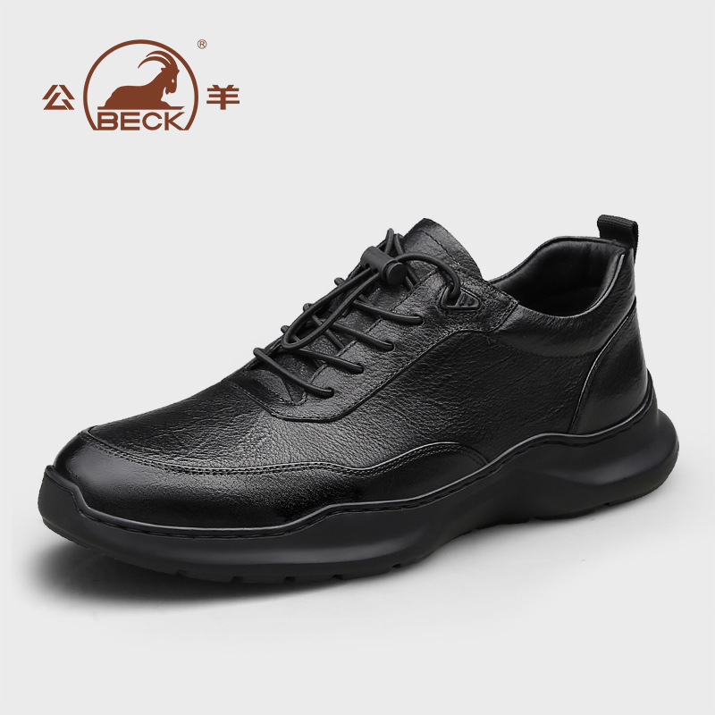 Ram Men's Shoes Genuine Leather Soft Sole Casual Shoes Wear-Resistant Cowhide Men's Sports Casual Shoes Leather Shoes Oem Customization