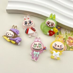 New Small Card Luminous French Fries Rab Cloth Resin Blind Bag Cream Glue Cartoon Phone Case Luminous Resin Small Ornaments