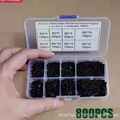 クロスボーダー起爆800PCS M2 KAタッピングねじセット炭素鋼十字平頭タッピングねじセット黒