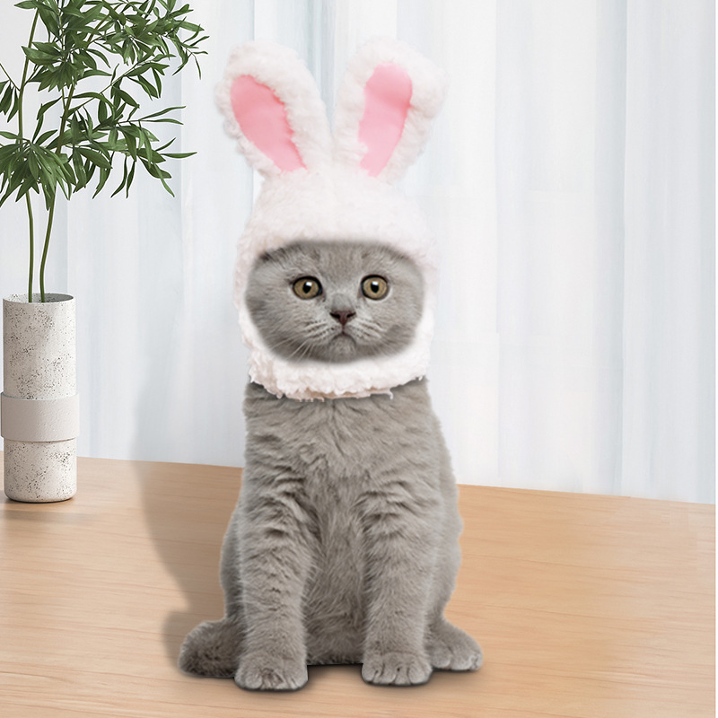 En stock al por mayor forma creativa lindo mascota conejo oreja sombrero crossdressing tapa gato headwear accesorios de rendimiento sombrero para mascotas