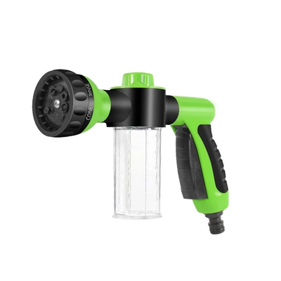 Car high-pressure washing water gun, multifunctional foam pot water gun head, household flower watering and car washing cleaning tool (Car cleaning tools) - green-8-mode-water-spray