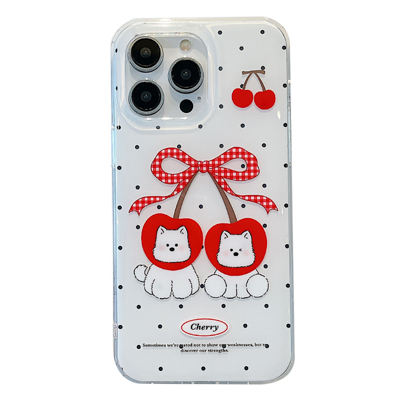 Korean Dot Cherry West Highland Adecuado para Apple 16ProMax Funda para teléfono móvil 15Pro Simple 14/13 Nuevo 15PM