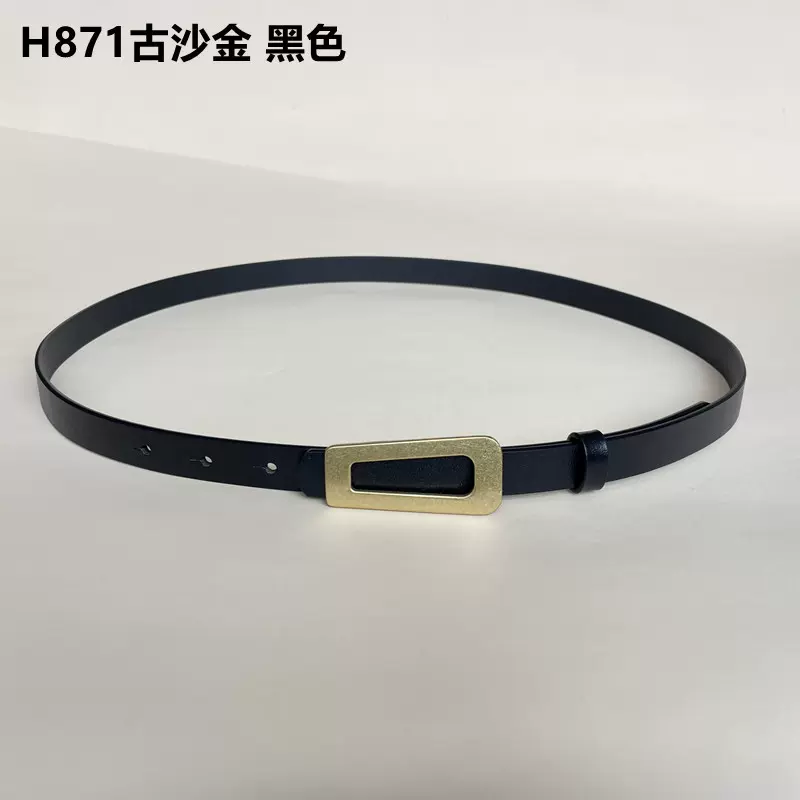 女士头层牛皮皮带H871古沙金#2.0宽合金板扣新款百搭休闲牛皮皮带