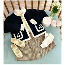 25秋冬新款3-14岁儿童千鸟格短裤女童格子短裤百搭宽松西装裤