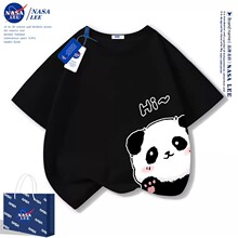 NASA男童短袖t恤夏季2024新款洋气熊猫衣服女童纯棉半袖夏装批发