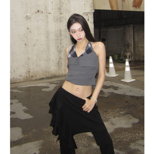 Stitching Halter Camisole Women's Spring and Summer Thai Niche Sleeveless Camisole Top Hot Girl Top