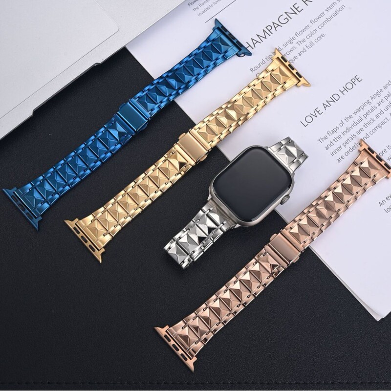 アップルの腕時計iwatch ultraサムスン22mmの女性の水晶のひし形のステンレスの腕時計の小さい腰を適用します。|undefined