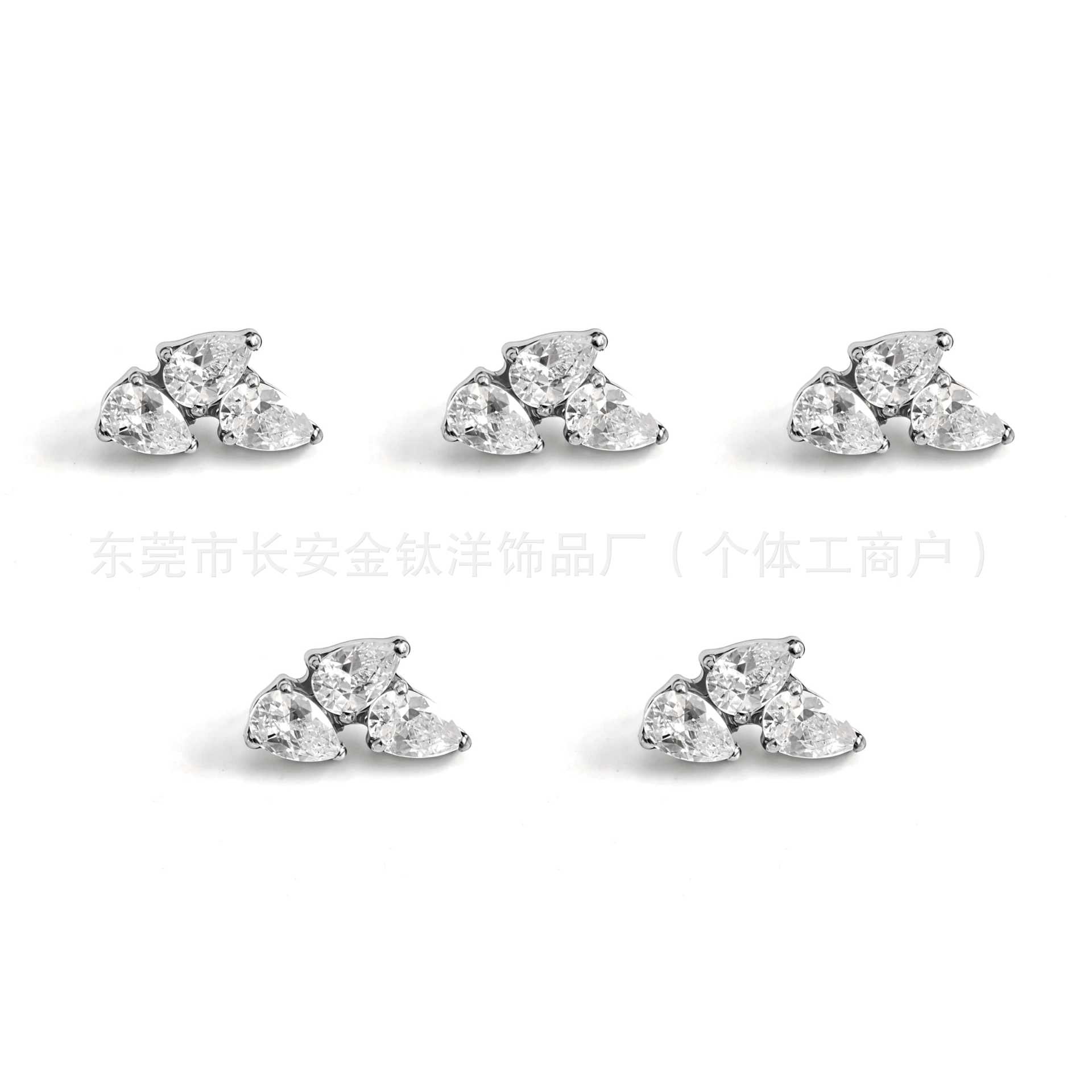 F136 Full Diamond Irregular Zircon Lip Stud, Ear Stud, Ear Bone Stud, G23 Titanium Alloy Body Piercing Jewelry detail image 8
