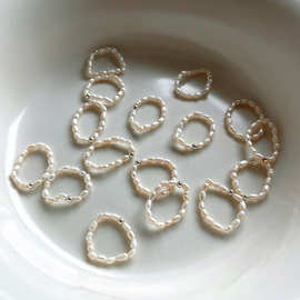 韩国韩版S925纯银小米形巴洛克 淡水珍珠弹力戒指 叠戴网红戒指