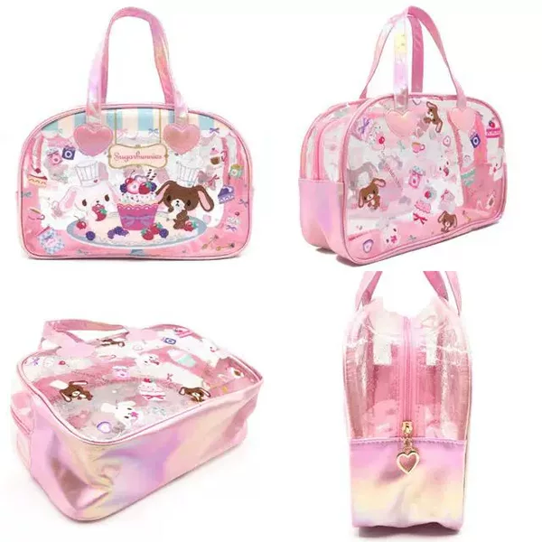 Dessert Rabbit Caramel Rabbit Twins Storage Bag Makeup Bag Handbag Lunch Box Bag Shopping Bag Waterproof Bag