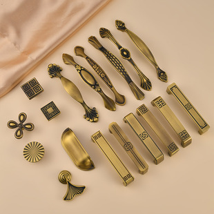 Factory Direct Sales European Style Handles, Yellow Bronze American Cabinet Door Handles, Cabinet Drawer Chinese Style Single Hole Handles