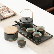日式功夫茶具套裝陶瓷家用提梁壺茶壺喝茶簡約禮盒裝刻字logo
