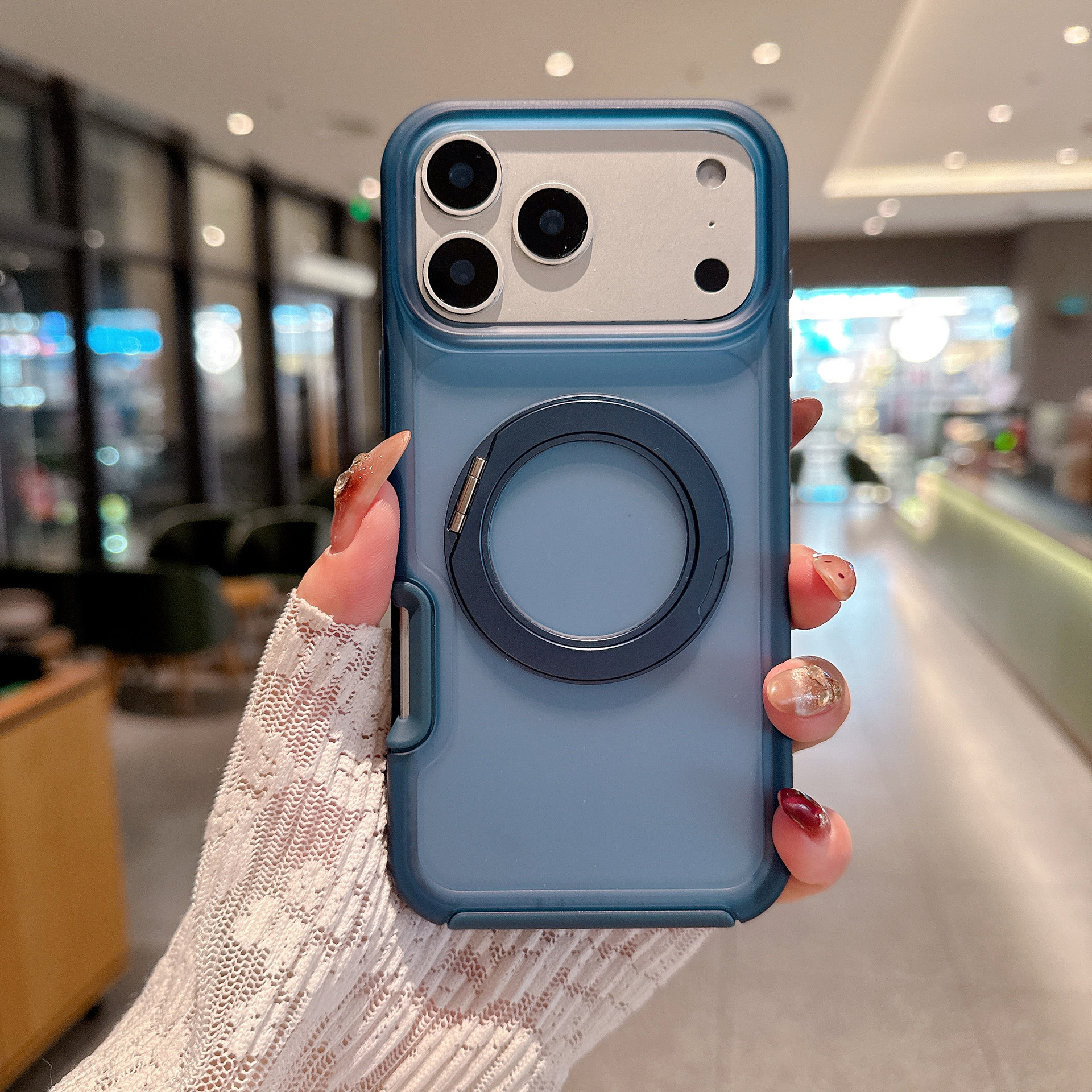Nuevos productos de explosión transfronteriza adecuados para iPhone17PM 360 soporte grueso de caso de teléfono móvil, piel de caso de teléfono a prueba de caídas