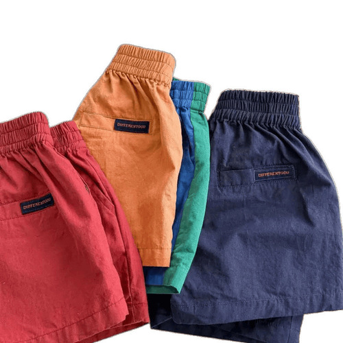 Huge foreign style and all-match ~ Korean style children's cartoon letters embroidered quick-drying shorts for men and women, baby three-quarter casual pants for summer