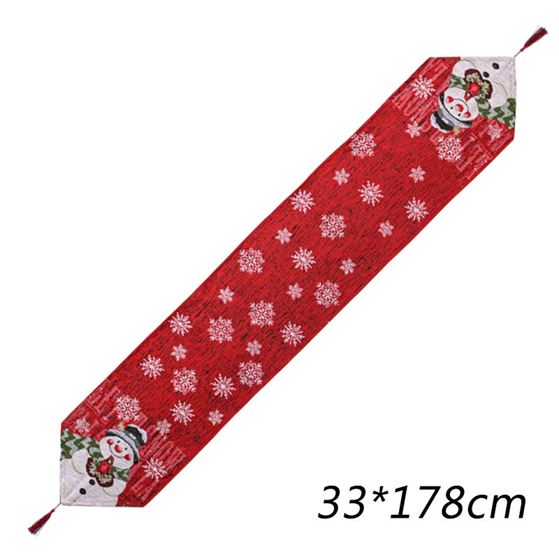 クリスマス新商品 クリスマステーブルランナー 綿麻製 雪だるま刺繍テーブルランナー 家庭用テーブルデコレーション クリスマステーブルクロス|undefined