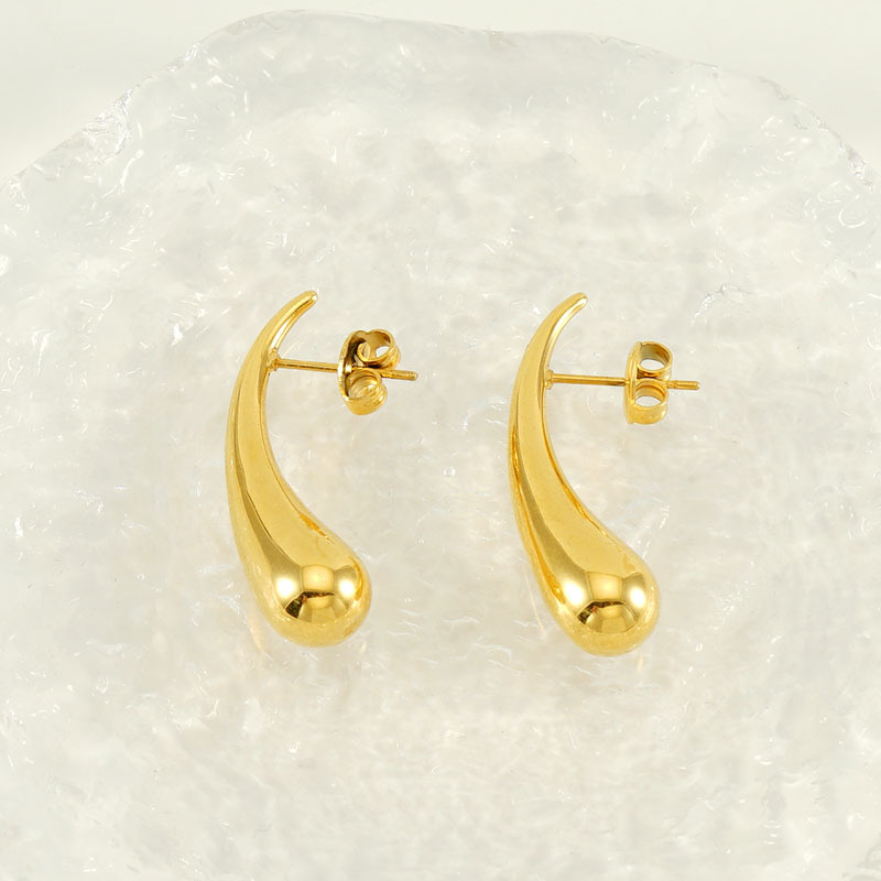 Transfronterizo europeo y americano de alto grado personalizado simple pendientes en forma de gota elegante de acero de titanio simple no desvanecimiento personalizado joyería del oído