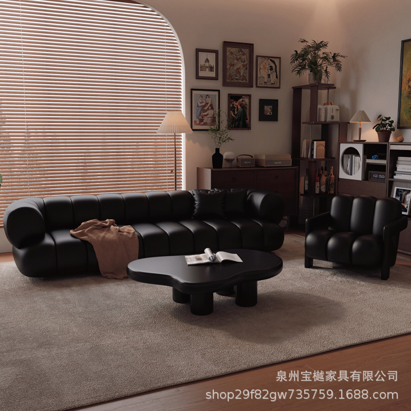 Italian-Style Sofa Modern Small Apartment Straight-Row Living Room Internet-Famous Sofa Beauty Salon Clothing Store Seating Area Reception Sofa