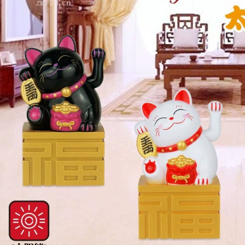 4 дюйма счастливое слово машет счастливой кошкой на солнечной энергии машет Фен-шуй кошка Автомобильные украшения ежегодный подарок украшение торта