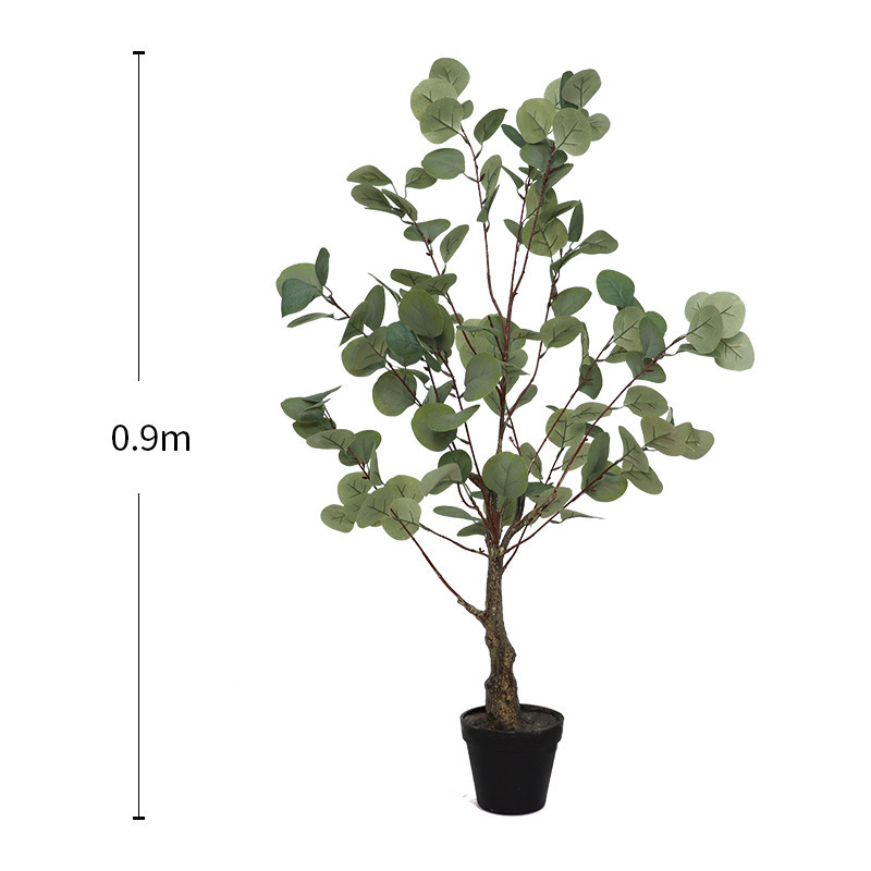 模擬緑の植物ユーカリ鉢植え家庭用床置き装飾品人工植物マネーリーフ盆栽装飾造花|undefined