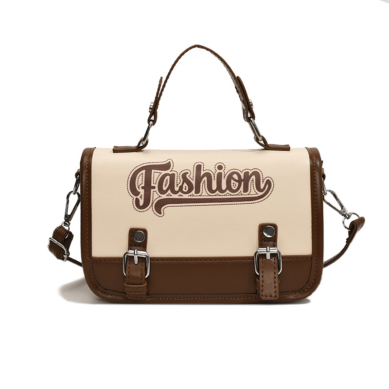 Bolsos pequeños portátiles para mujer 2024 primavera y verano nuevas letras de moda color de contraste bolso cuadrado pequeño de un solo hombro bolso mensajero de cercanías