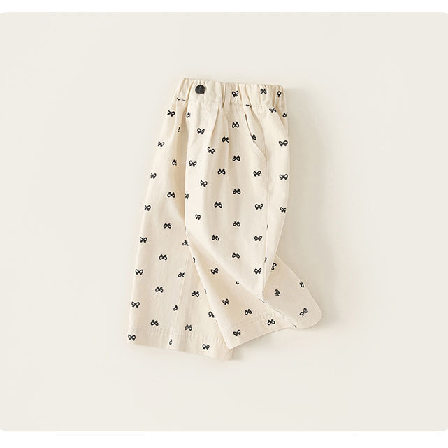 女童裤子2024宝宝秋装时尚休闲裤儿童女孩早秋童装洋气潮棉麻材质