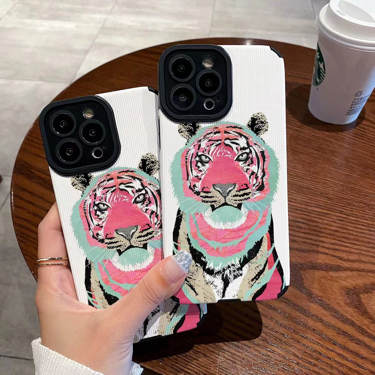 Suitable Samsung A71 phone with personalized painted tiger A53 A32 protective case for women's full package lens stripes_voghion.com