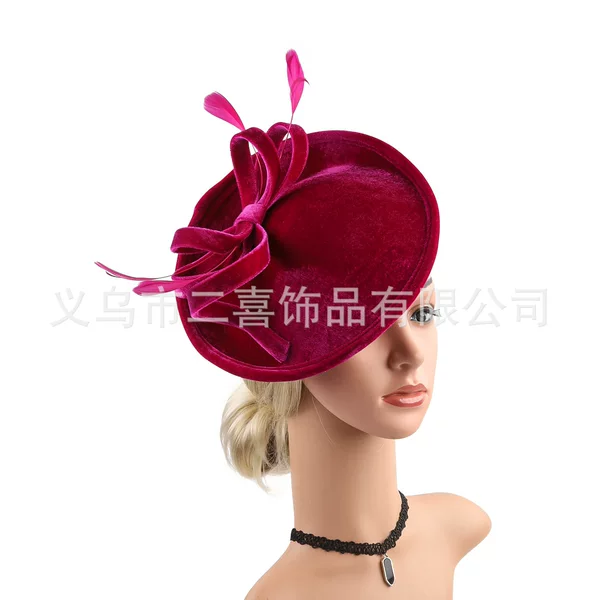 New Cross-border Hot Selling European and American Exaggerated Top Hat Party Ball Christmas Headwear Velvet Dress Hair Accessories Headdress Flower
