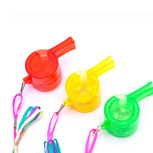 Cross-border new street stall hot selling toys smiley whistle football party children's whistle luminous whistle plastic