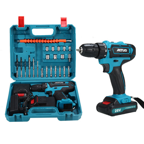 Cross-border new rechargeable drill, lithium electric drill, 28V electric screwdriver, electric tool hand drill package