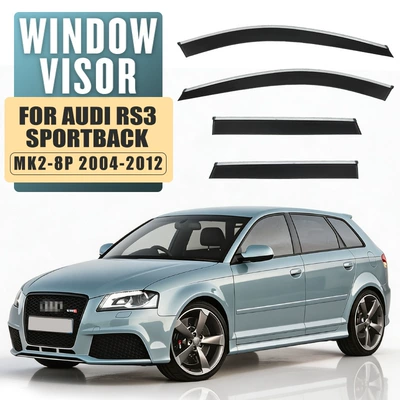Suitable for Audi RS 0.15kg Sportback window visor (Rain shield) - standard-packaging-audi-rs-015kg-van-mk2-8p-2004-2012-with-bright-trim-rain-shield