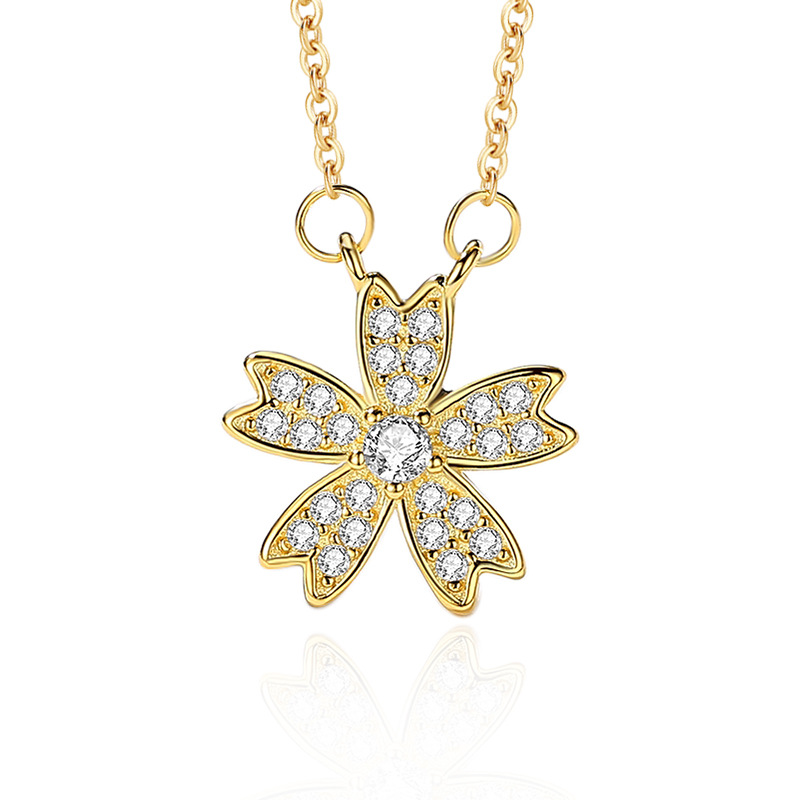 S925 plata esterlina simple luz lujo nicho diseño sentido Sakura flor collar femenino Hada clavícula cadena regalo de cumpleaños