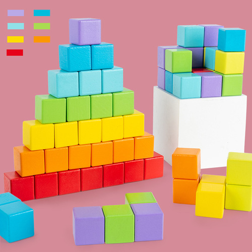Children's wooden three-dimensional cube spatial thinking training building blocks baby math cube teaching aids toys