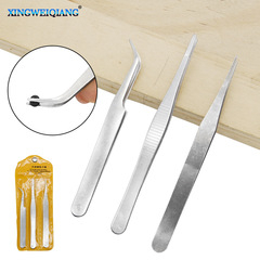 DIY circuit board repair 3-packs model-specific tweezers with bent tips, pointed tips, and toothed round tips for picking up precision components