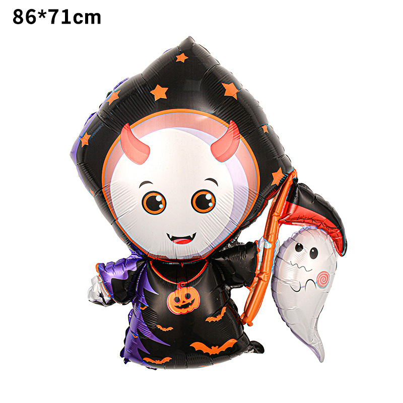 Globo de película de aluminio de Halloween nuevo tema de bruja de dibujos animados calabaza fiesta de Halloween diseño de globos en forma de fantasma