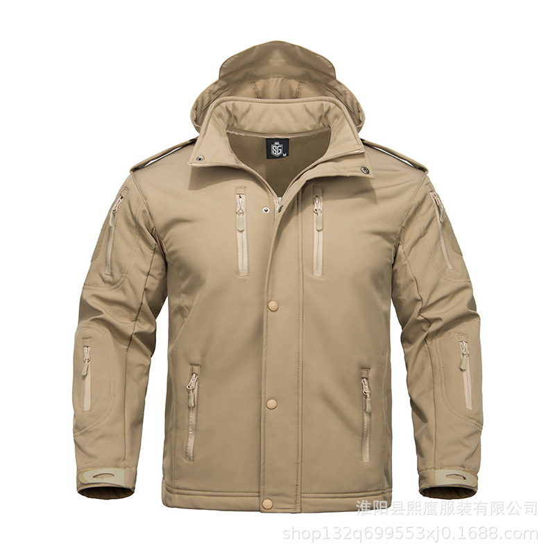 Jifu Winter New Outdoor Camouflage Tactical Soft Shell Jacket Men's Fleece Warm Windproof Casual Jacket