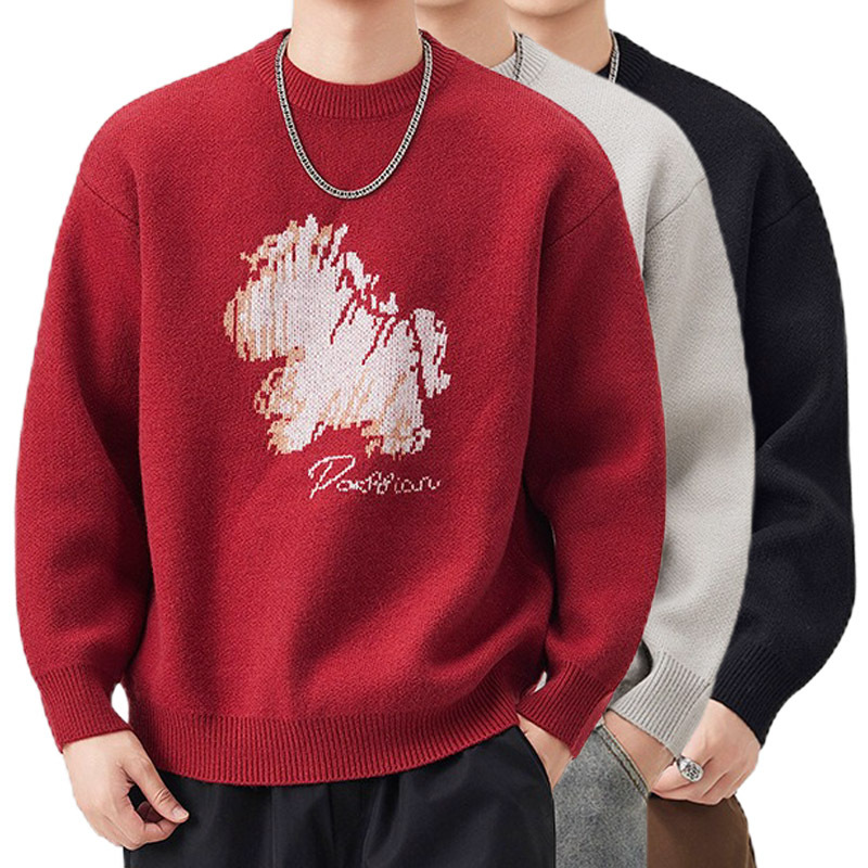 Explosiones transfronterizas de tamaño grande de dibujos animados pony jacquard jersey suéter hombre perecío otoño invierno fábrica al por mayor