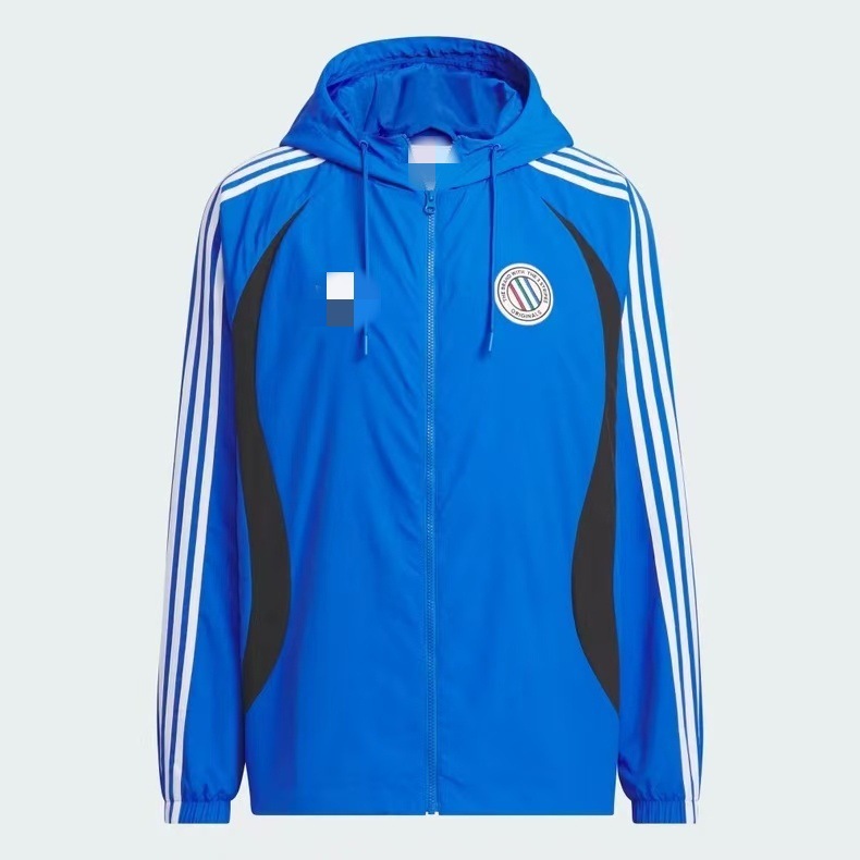 26 Retro Sports Loose Hooded Jacket for Men and Women, Spliced Hooded Loose Three-Stripe Windbreaker Jl8360