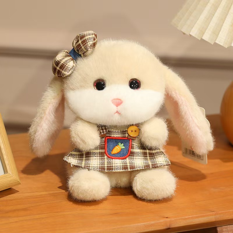Yirongfang - Colgante de peluche de conejito genuino, pequeño conejo blanco de peluche, decoración colgante, llavero para bolso, regalo.