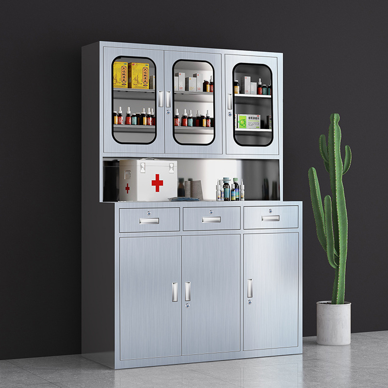 Acero inoxidable tres cubo seis puertas medicina occidental gabinete