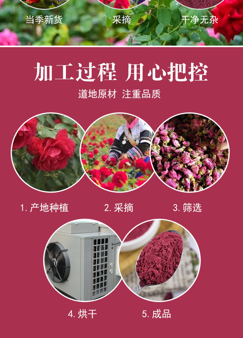 Rose Flower Powder (Rosa rugosa) — Low-Temperature Milled Pink Rose Petal Powder, 500g preparation