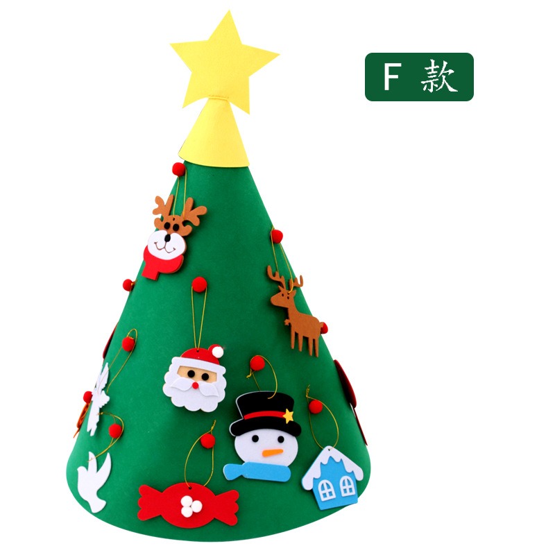 Amazon popular Navidad hecho a mano DIY regalo de los niños fieltro tela árbol de Navidad regalo educativo decoraciones