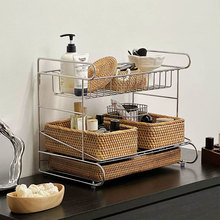 轻奢高级感304不锈钢多功能三层香水化妆品台面收纳整理置物架