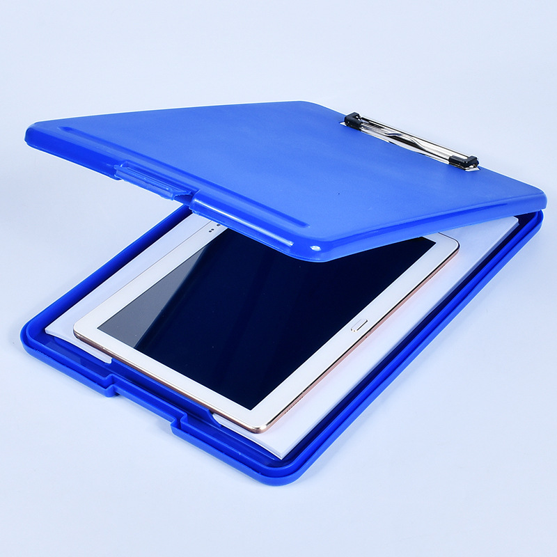 Plástico grueso A4 color sólido con gancho Clip de una sola fuerza Escritura Clip plano Caja de archivos de oficina Clip Caja de almacenamiento